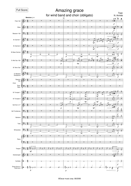 Amazing Grace For Wind Band And Choir Sheet Music