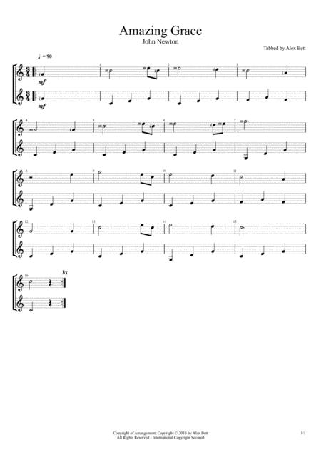 Amazing Grace Guitar Duet Sheet Music