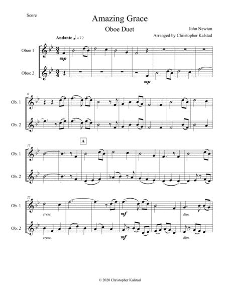 Amazing Grace Oboe Duet Sheet Music