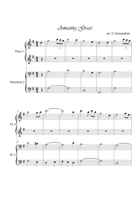 Amazing Grace Piano 4 Hands Sheet Music