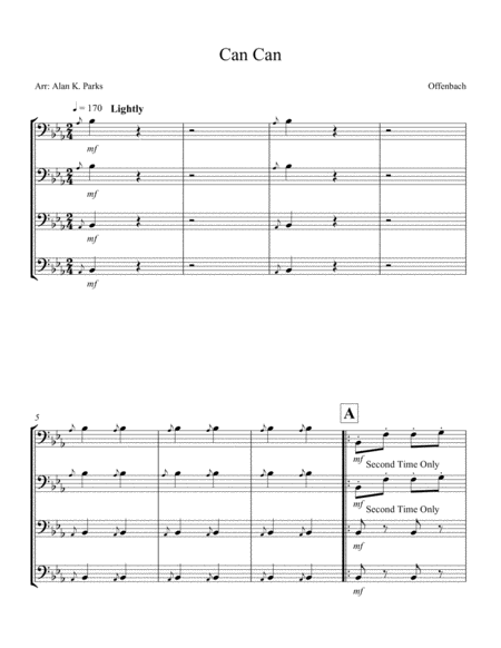 Amazing Grace Trombone Trio Jazz Funeral Style Sheet Music