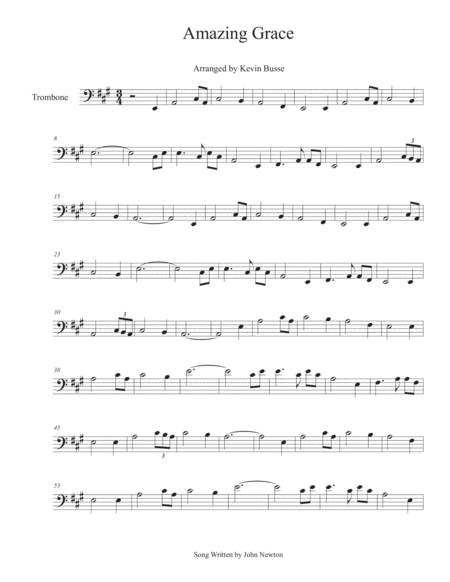 Amazing Grace Trombone Sheet Music