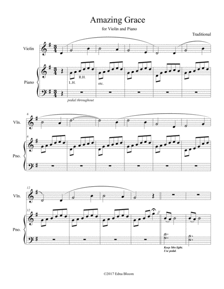 Amazing Grace Violin Piano Sheet Music