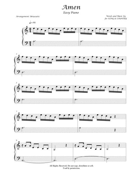 Free Sheet Music Amen For King And Country Sheet Music Easy Piano