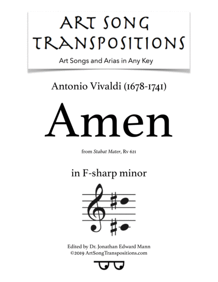 Free Sheet Music Amen Transposed To F Sharp Minor