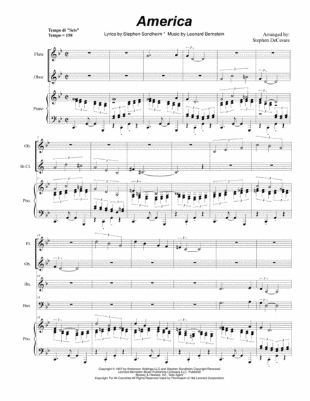 Free Sheet Music America For Woodwind Quintet