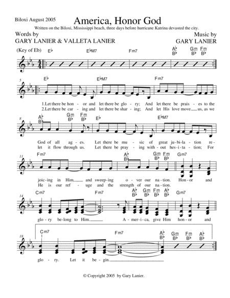 America Honor God Lead Sheet Sheet Music