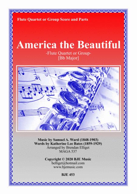 America The Beautiful Flute Quartet Or Group Score And Parts Sheet Music