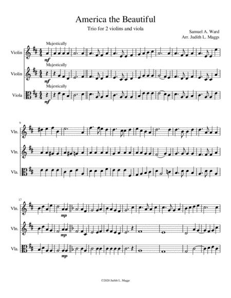 America The Beautiful For 2 Violins And Viola Sheet Music