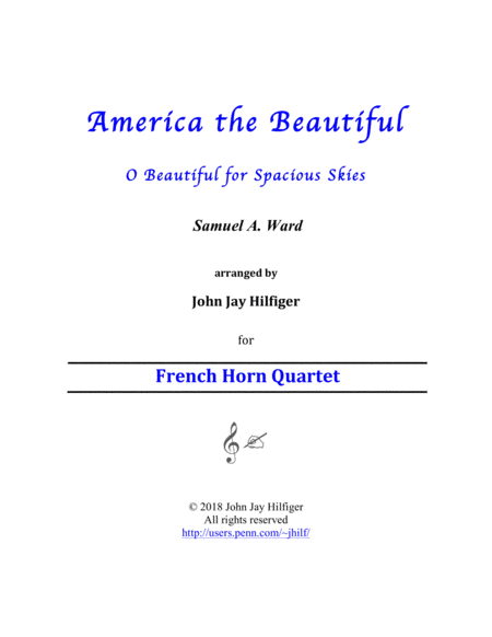 Free Sheet Music America The Beautiful For French Horn Quartet