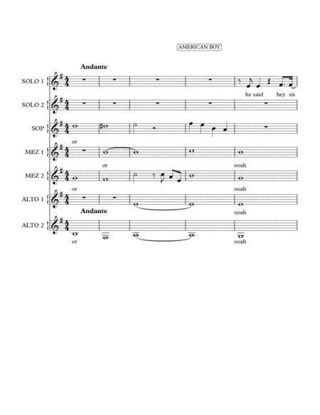 Free Sheet Music American Boy Female A Cappella