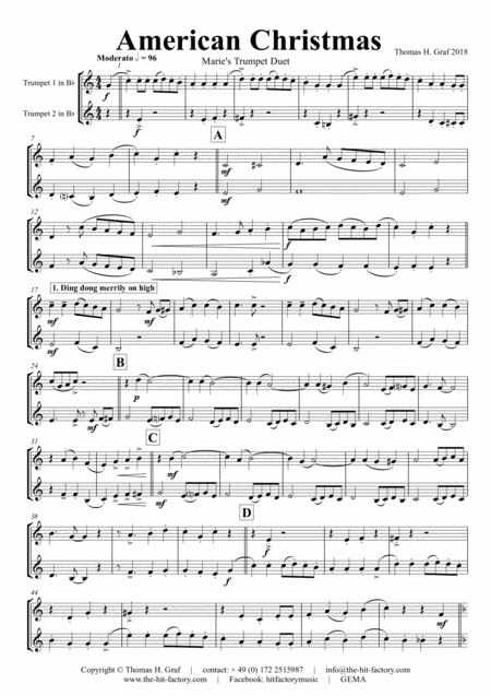 Free Sheet Music American Christmas Mash Up Rondo Of Best Christmas Songs Trumpet Duet