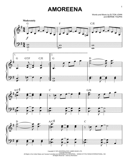 Amoreena From Rocketman Sheet Music