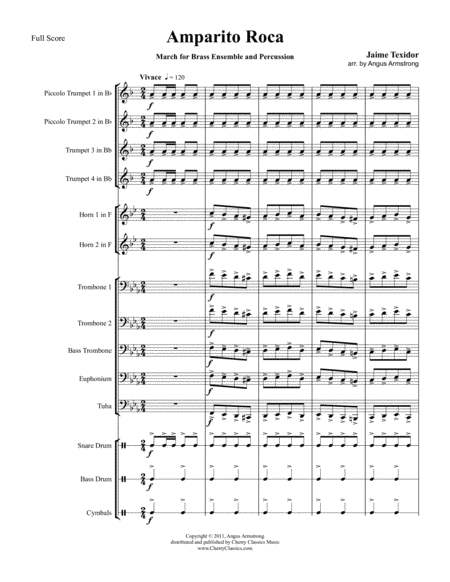 Amparito Roca March For Brass Ensemble Sheet Music