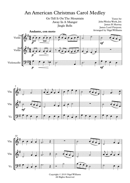 An American Christmas Carol Medley For String Trio Sheet Music