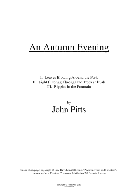 Free Sheet Music An Autumn Evening