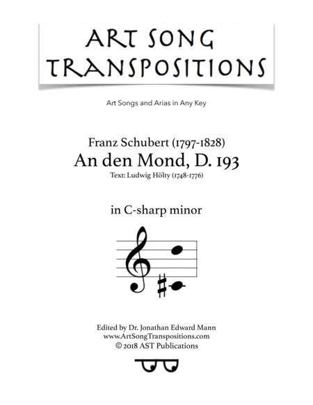 An Den Mond D 193 C Sharp Minor Sheet Music