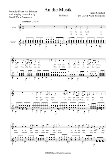 An Die Musik For Alto And Guitar Sheet Music