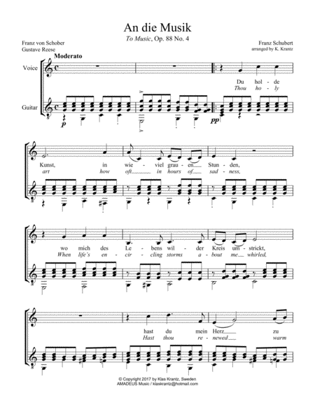 Free Sheet Music An Die Musik To Music For Voice And Guitar