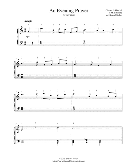Free Sheet Music An Evening Prayer For Easy Piano