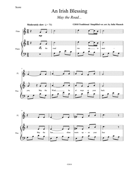 An Irish Blessing In C For Flute And Piano Sheet Music