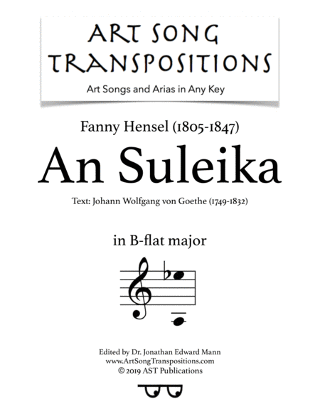 An Suleika B Flat Major Sheet Music