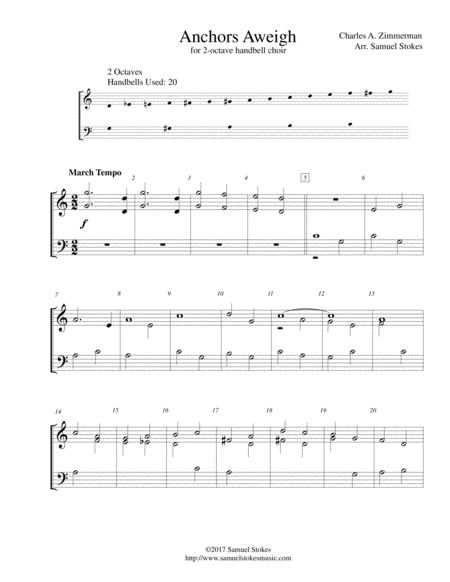 Anchors Aweigh The Song Of The Navy For 2 Octave Handbell Choir Sheet Music