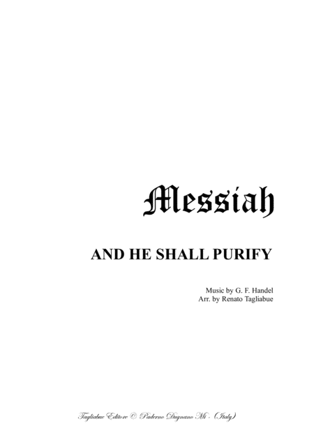 And He Shall Purify Messiah Arr For Satb Choir And Organ Sheet Music