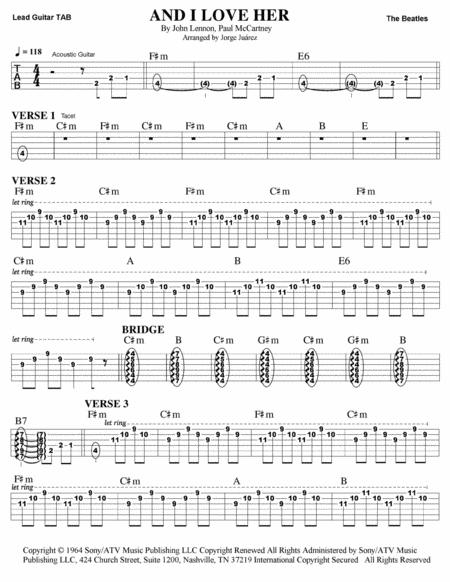 Free Sheet Music And I Love Her Guitar Tab