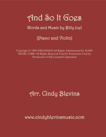 And So It Goes Arranged For Piano And Violin Sheet Music