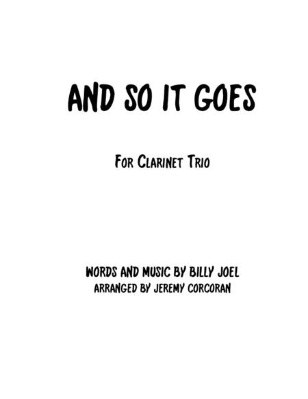 And So It Goes For Clarinet Trio Sheet Music