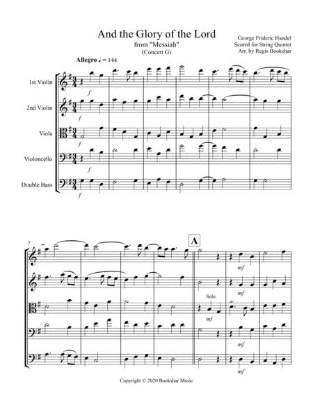 And The Glory Of The Lord From Messiah G String Quintet Sheet Music