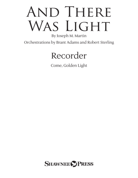 And There Was Light Recorder Sheet Music