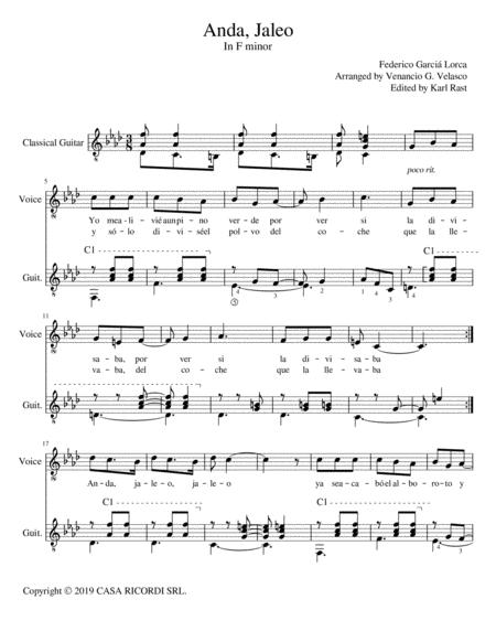 Free Sheet Music Anda Jaleo For Voice And Guitar
