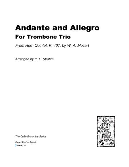 Andante And Allegro For Trombone Trio From Horn Quintet K 407 Score Only Sheet Music