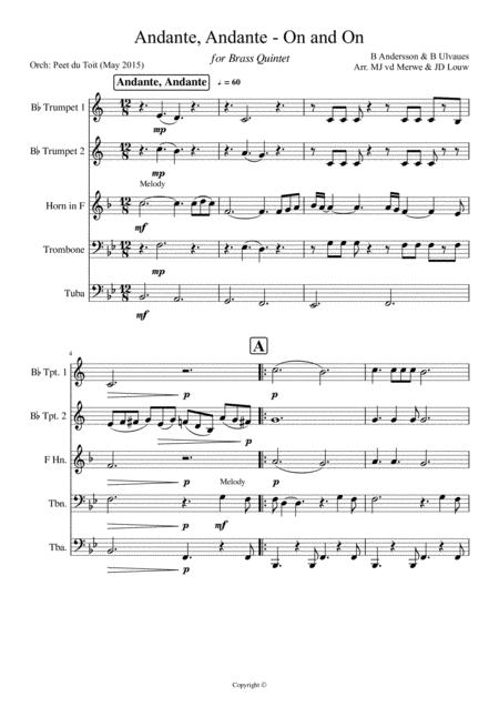 Free Sheet Music Andante Andante On And On Abba