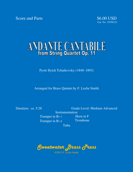 Free Sheet Music Andante Cantabile From String Quartet Op 11
