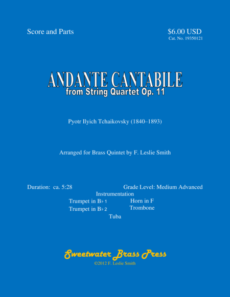 Andante Cantabile From String Quartet Op 11 Sheet Music