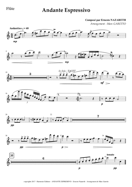 Free Sheet Music Andante Espressivo Ernesto Nazareth For Chamber Orchestra