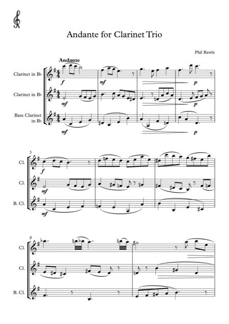 Andante For Clarinet Trio Bb Bb Bass Sheet Music