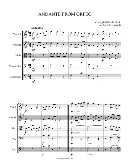 Free Sheet Music Andante From Orfeo