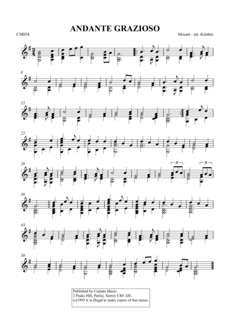 Free Sheet Music Andante Grazioso Mozart