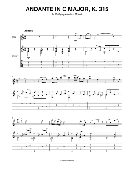 Andante In C Major K 315 Sheet Music