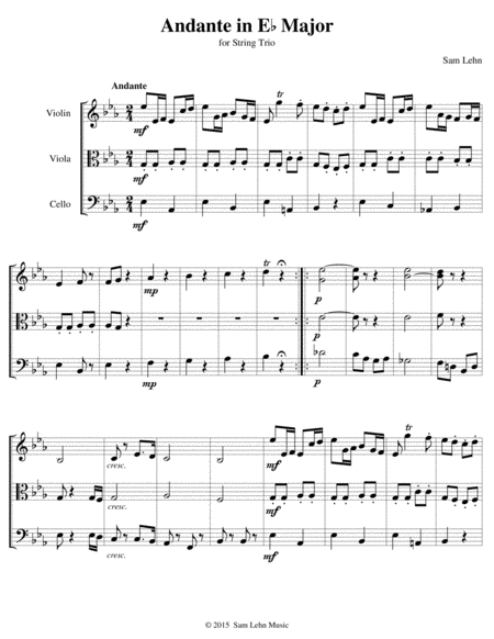 Andante In Eb Major For String Trio Sheet Music