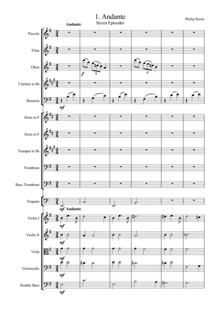 Andante No 1 From Seven Episodes For Orchestra Sheet Music