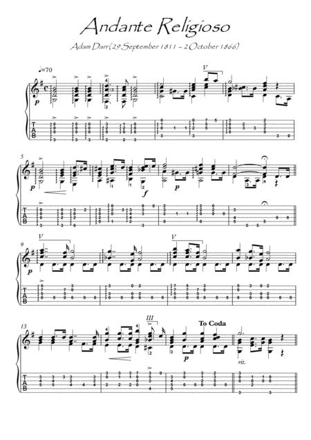 Andante Religioso Classical Guitar Sheet Music