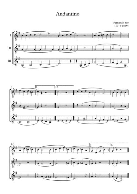 Free Sheet Music Andantino Fernando Sor Trio