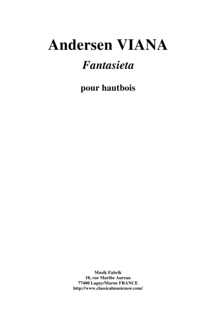 Andersen Viana Fantasieta For Oboe Sheet Music