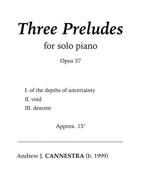 Andrew Cannestra Three Preludes For Solo Piano Sheet Music