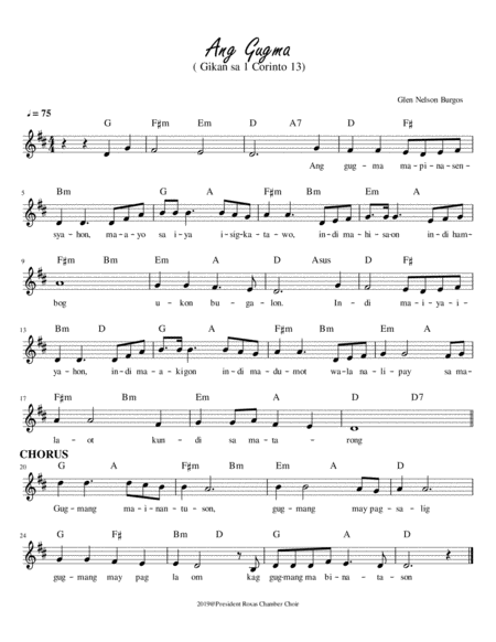 Ang Gugma 1 Cor 13 Sheet Music